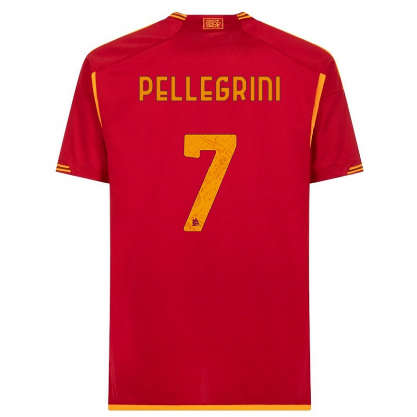 Kids  Lorenzo Pellegrini #7 Red Home Jersey 2023/24 T-Shirt