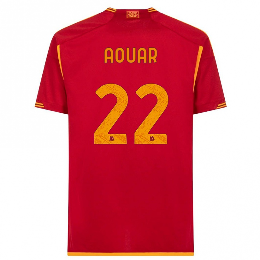 Kids  Houssem Aouar #22 Red Home Jersey 2023/24 T-Shirt