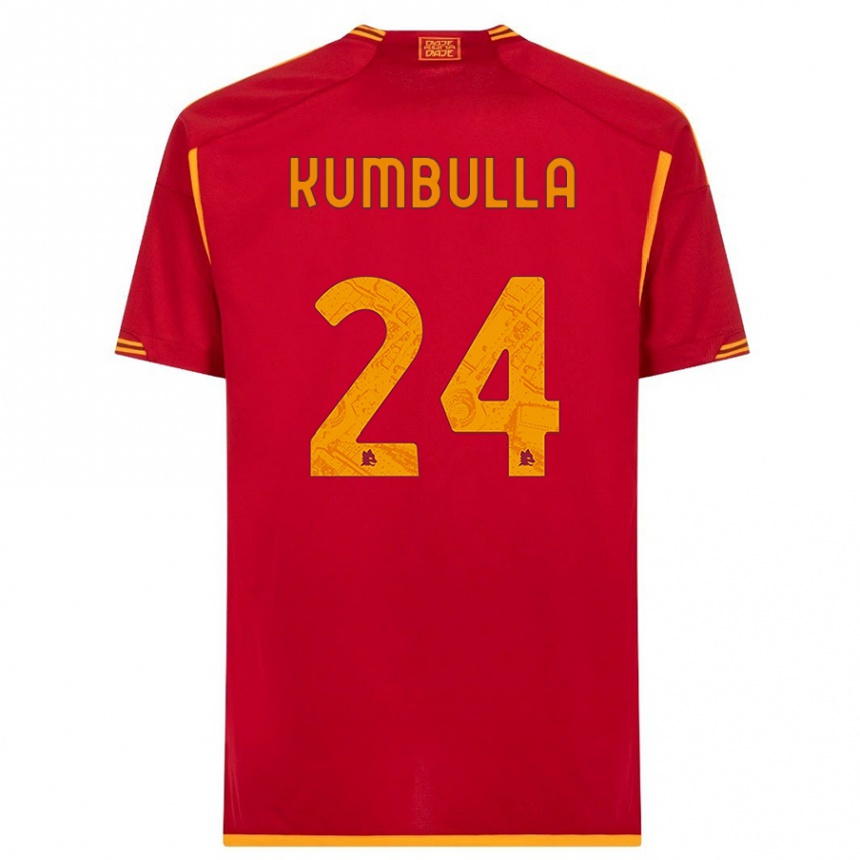 Kids  Marash Kumbulla #24 Red Home Jersey 2023/24 T-Shirt