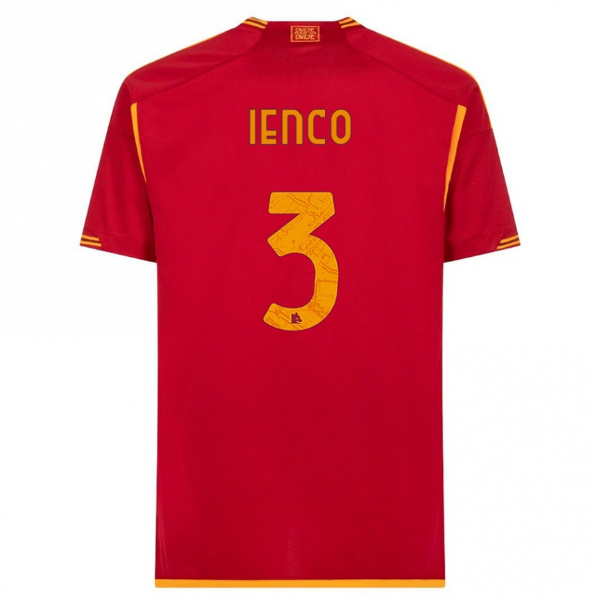 Kids  Simone Ienco #3 Red Home Jersey 2023/24 T-Shirt