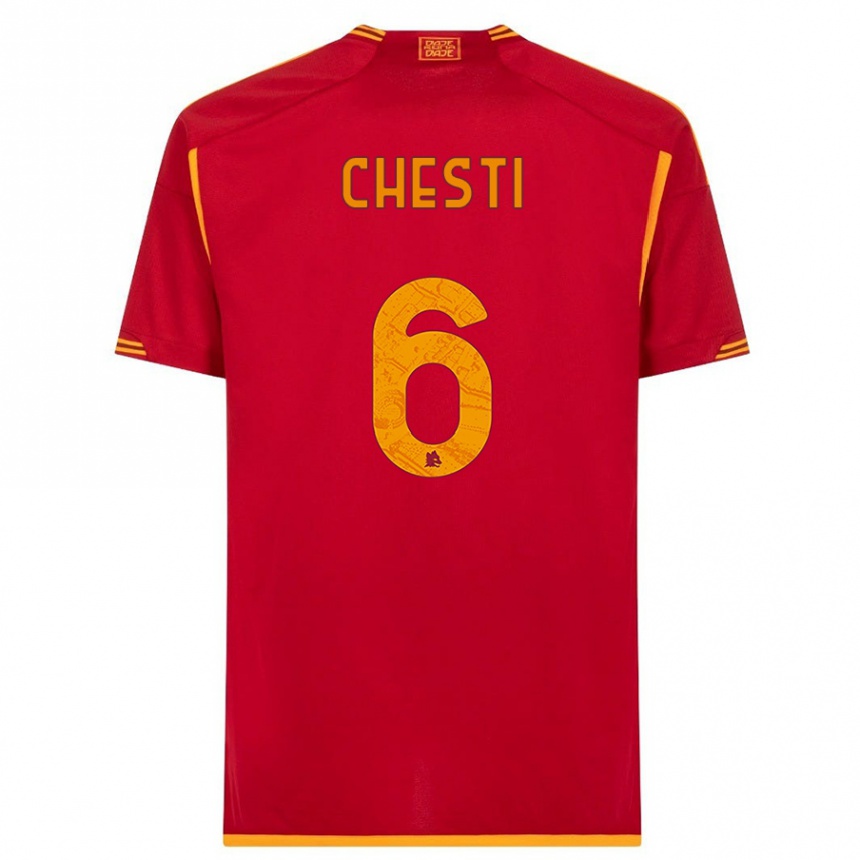 Kids  Francesco Chesti #6 Red Home Jersey 2023/24 T-Shirt