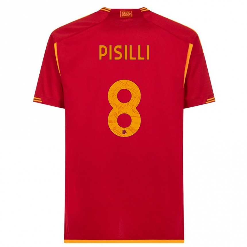 Kids  Niccolò Pisilli #8 Red Home Jersey 2023/24 T-Shirt