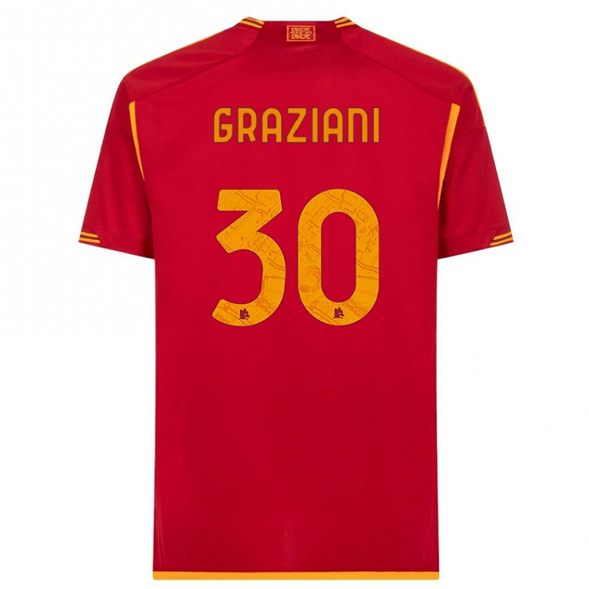 Kids  Leonardo Graziani #30 Red Home Jersey 2023/24 T-Shirt