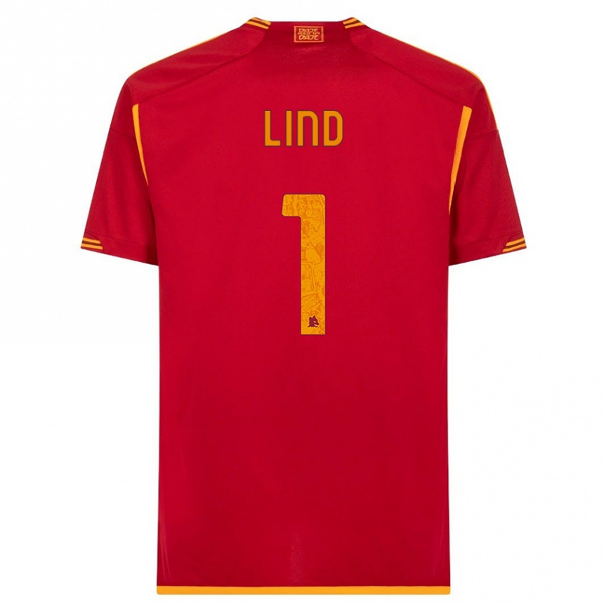 Kids  Emma Lind #1 Red Home Jersey 2023/24 T-Shirt