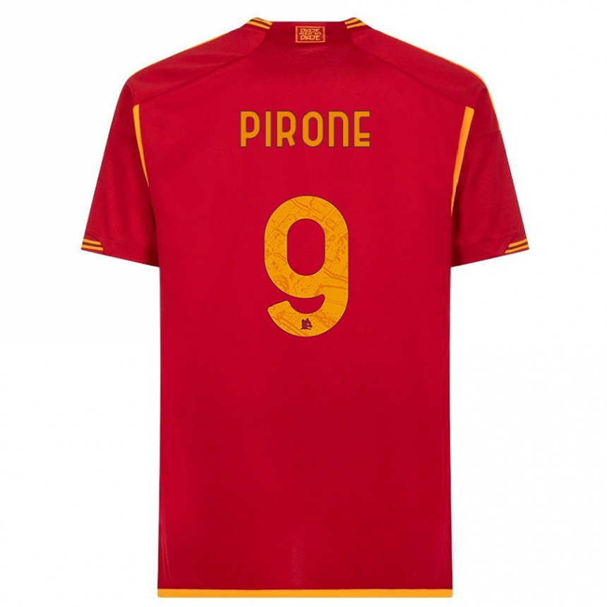 Kids  Valeria Pirone #9 Red Home Jersey 2023/24 T-Shirt