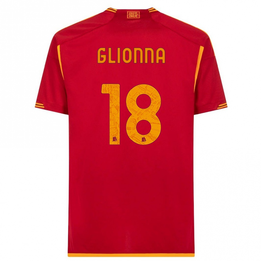 Kids  Benedetta Glionna #18 Red Home Jersey 2023/24 T-Shirt