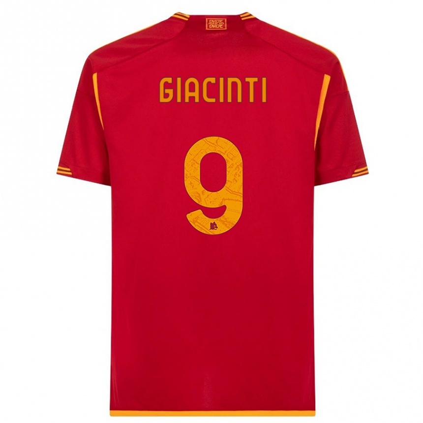 Kids  Valentina Giacinti #9 Red Home Jersey 2023/24 T-Shirt