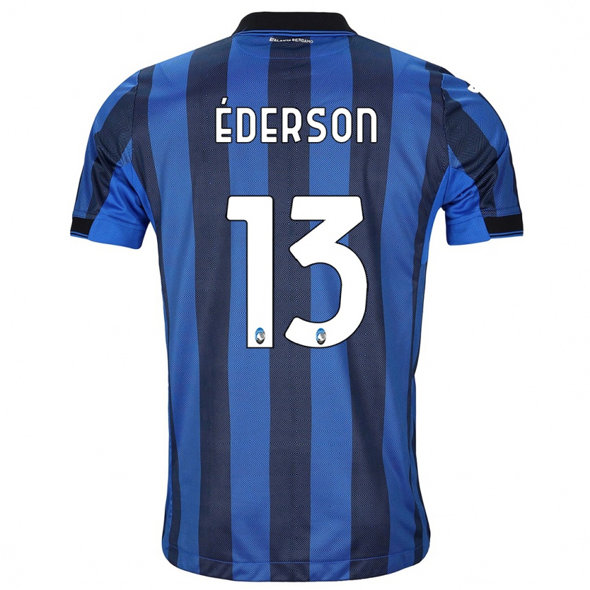 Kids Football Éderson #13 Black Blue Home Jersey 2023/24 T-Shirt