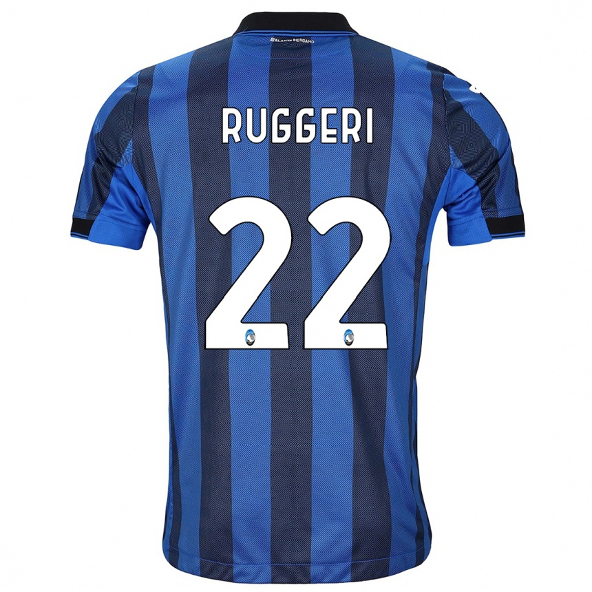 Kids Football Matteo Ruggeri #22 Black Blue Home Jersey 2023/24 T-Shirt