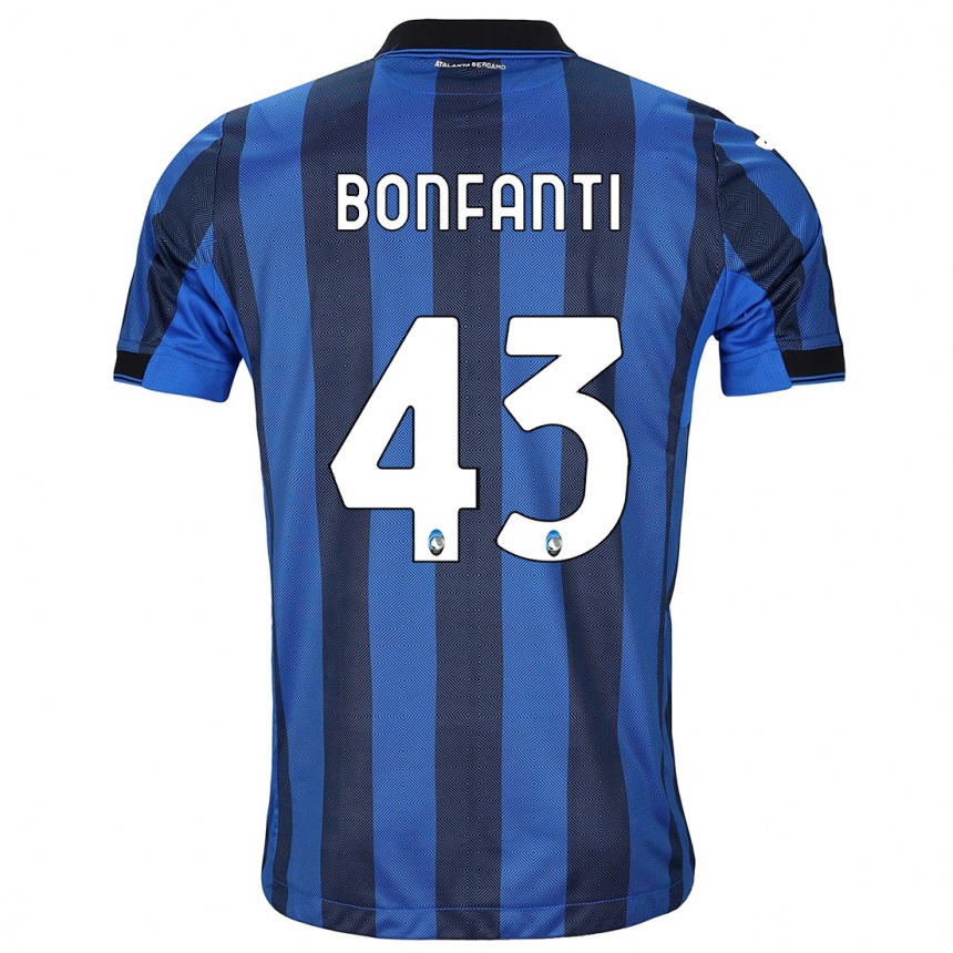 Kids Football Giovanni Bonfanti #43 Black Blue Home Jersey 2023/24 T-Shirt