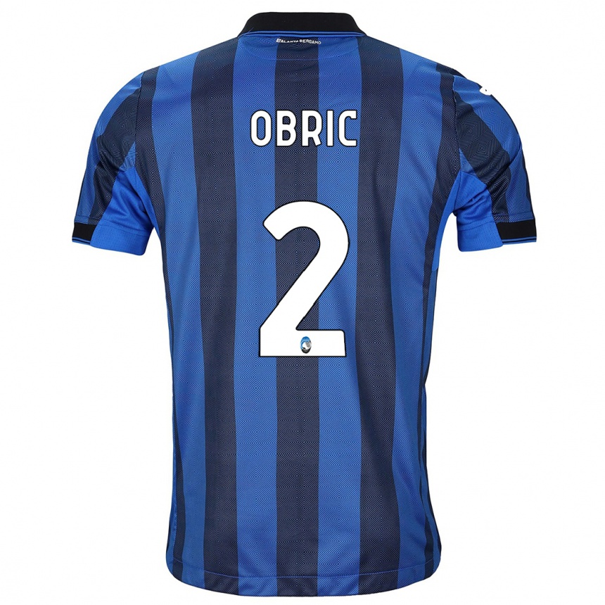 Kids Football Relja Obric #2 Black Blue Home Jersey 2023/24 T-Shirt