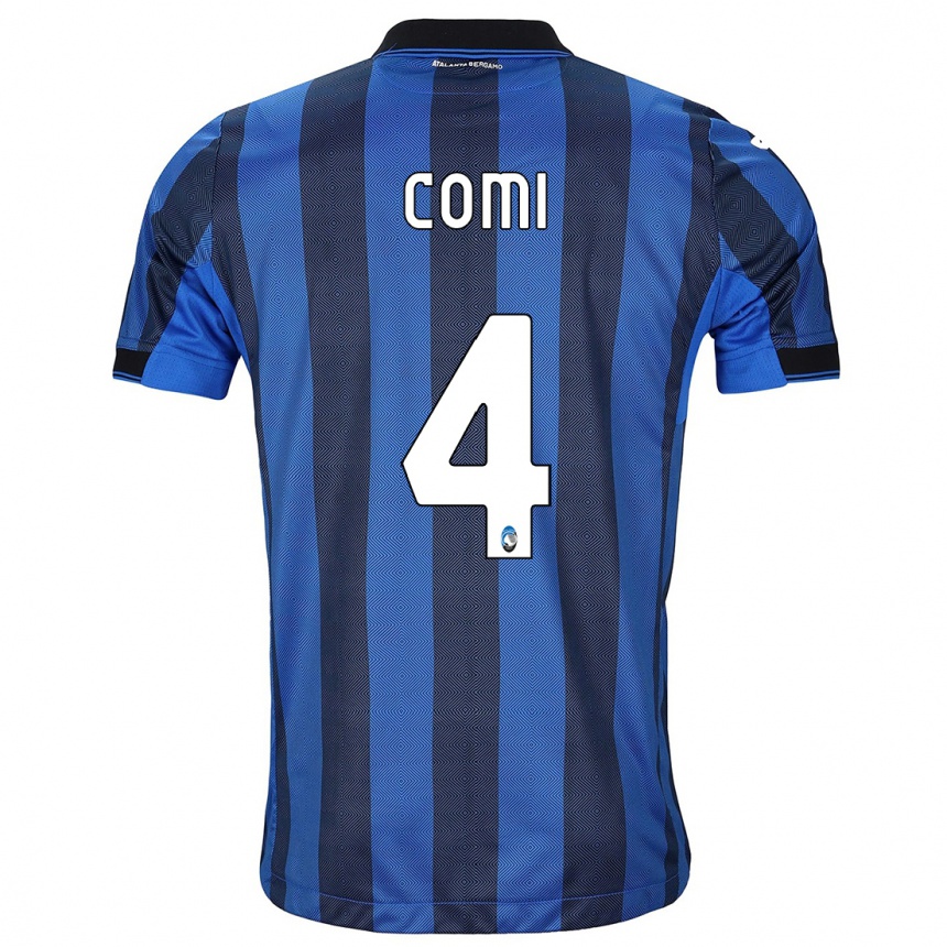 Kids Football Pietro Comi #4 Black Blue Home Jersey 2023/24 T-Shirt