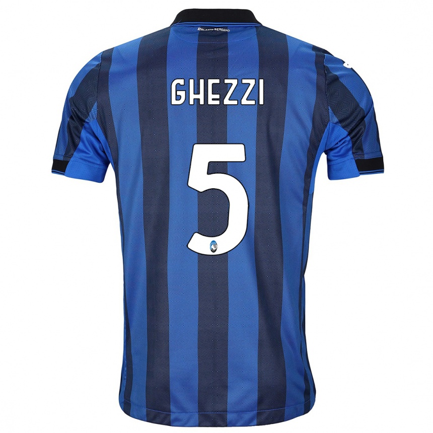 Kids Football Samuele Ghezzi #5 Black Blue Home Jersey 2023/24 T-Shirt