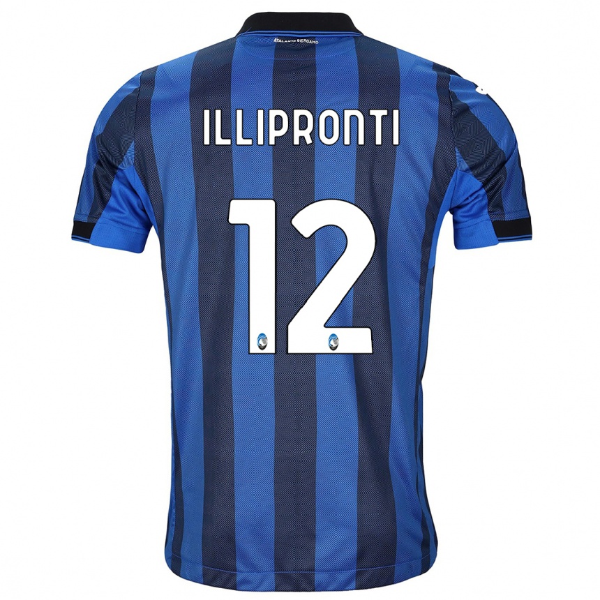 Kids Football Filippo Illipronti #12 Black Blue Home Jersey 2023/24 T-Shirt