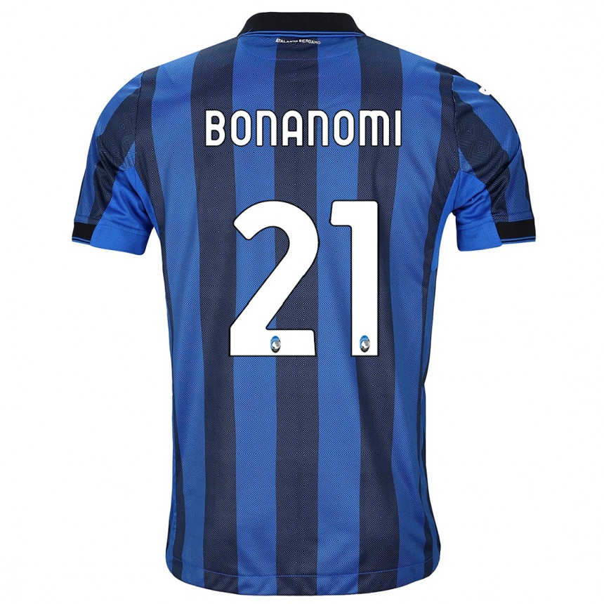 Kids Football Andrea Bonanomi #21 Black Blue Home Jersey 2023/24 T-Shirt