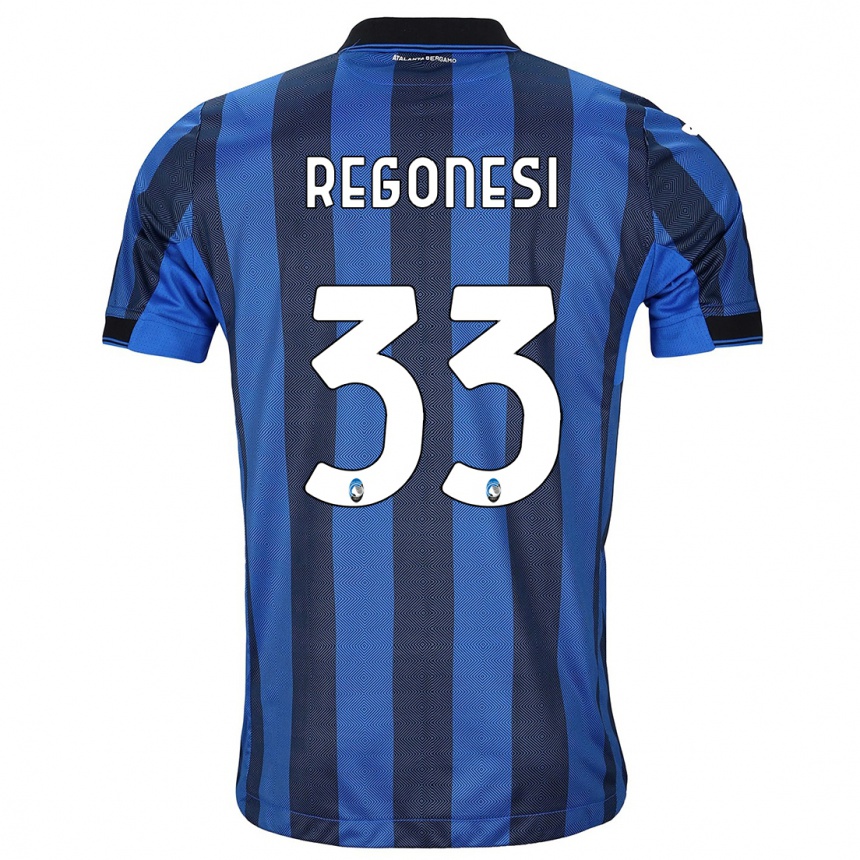 Kids Football Iacopo Regonesi #33 Black Blue Home Jersey 2023/24 T-Shirt