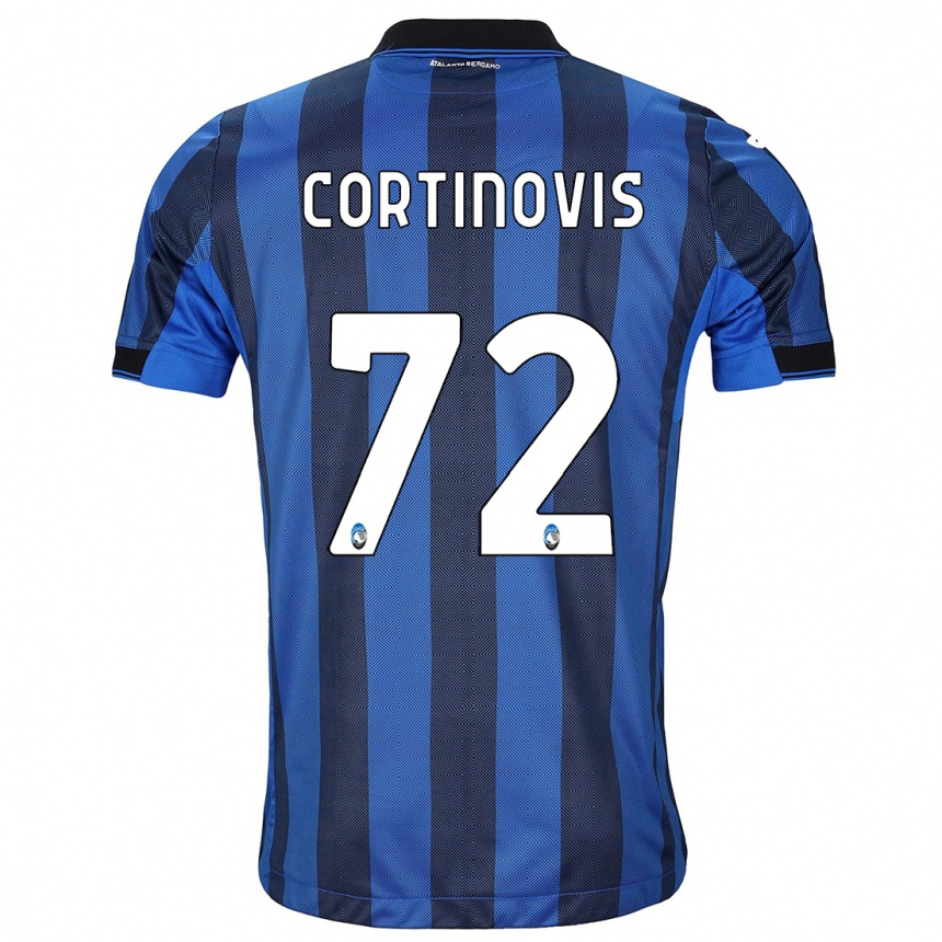 Kids Football Alessandro Cortinovis #72 Black Blue Home Jersey 2023/24 T-Shirt