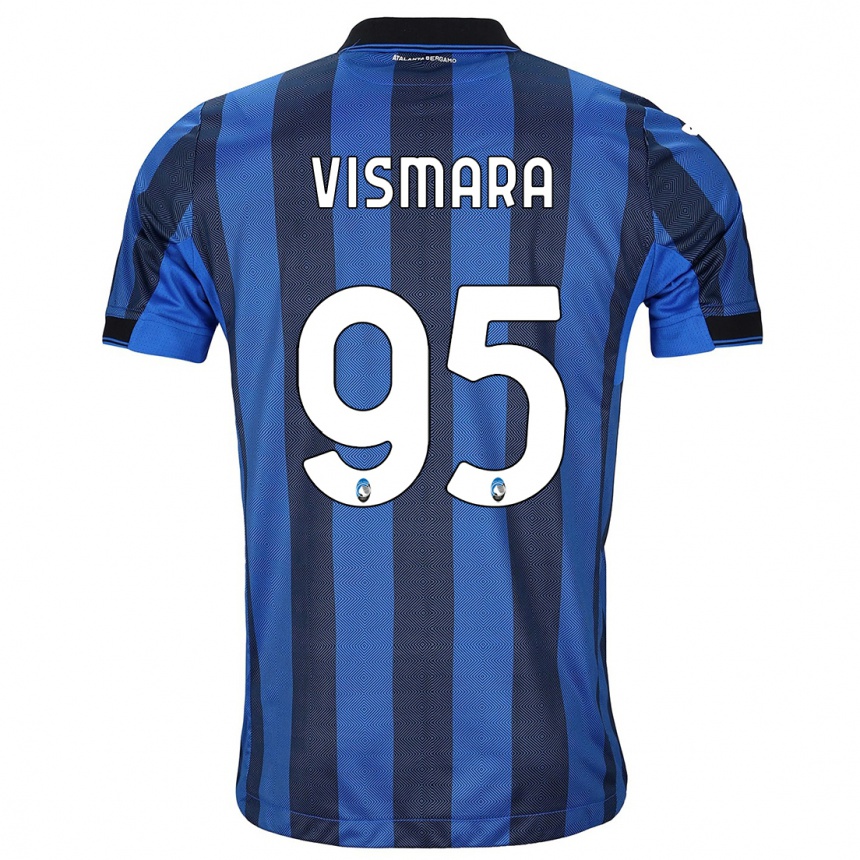 Kids Football Paolo Vismara #95 Black Blue Home Jersey 2023/24 T-Shirt