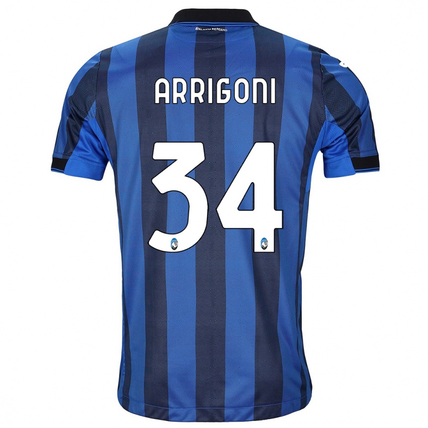 Kids Football Mattia Arrigoni #34 Black Blue Home Jersey 2023/24 T-Shirt