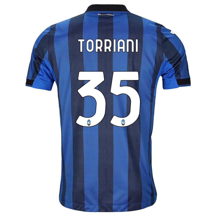 Kids Football Andrea Torriani #35 Black Blue Home Jersey 2023/24 T-Shirt