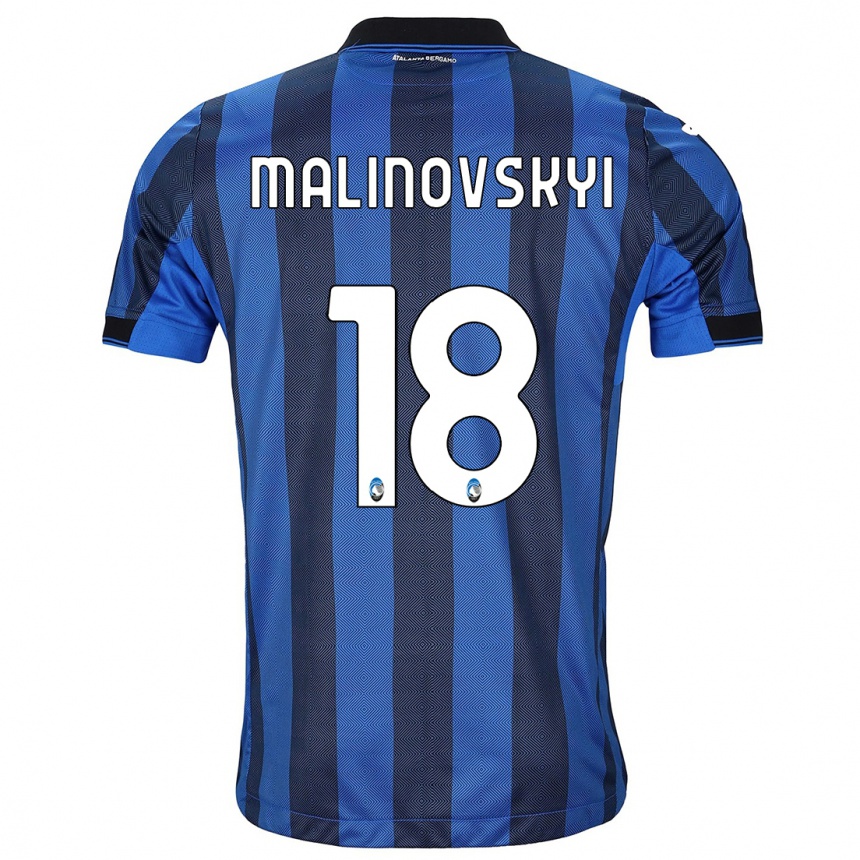 Kids Football Ruslan Malinovskyi #18 Black Blue Home Jersey 2023/24 T-Shirt