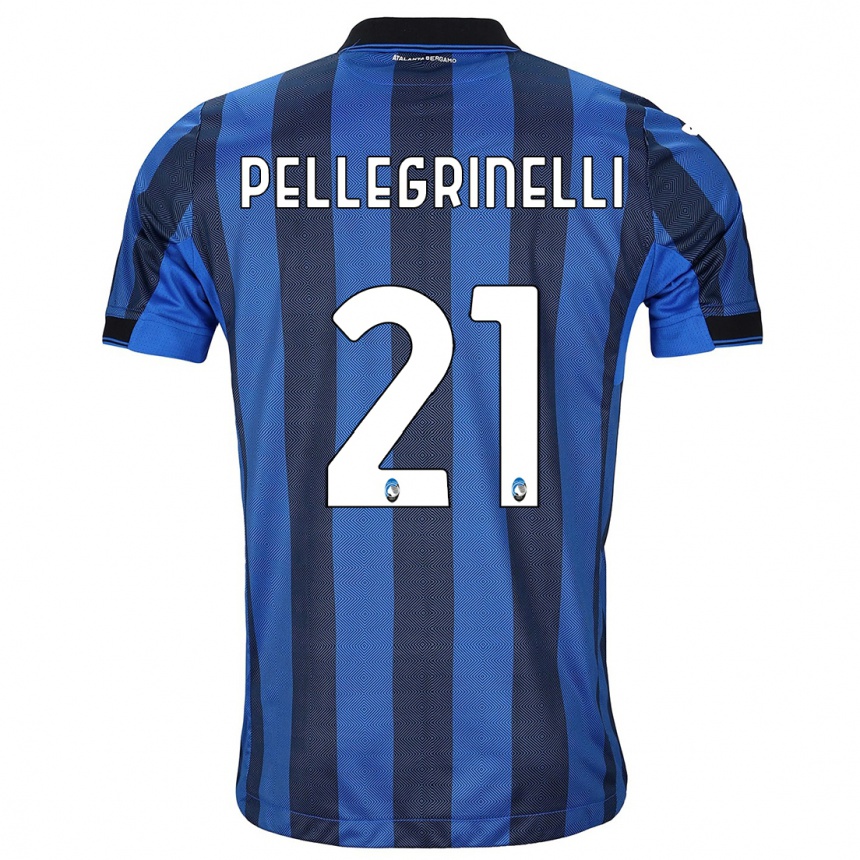 Kids Football Giorgia Pellegrinelli #21 Black Blue Home Jersey 2023/24 T-Shirt