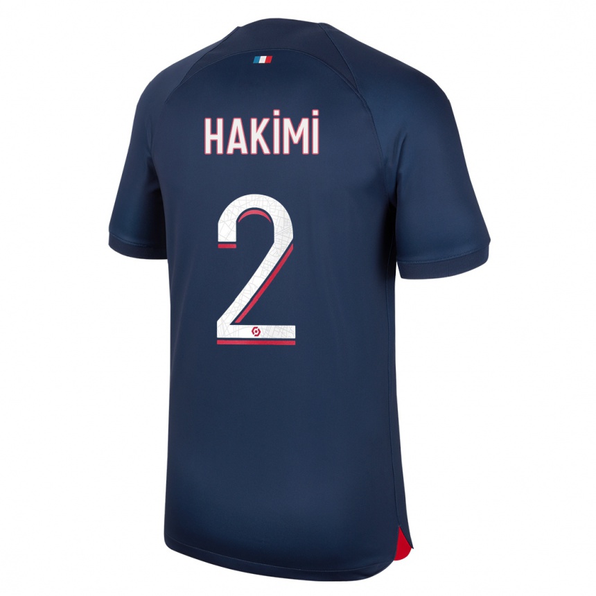 Kids  Achraf Hakimi #2 Blue Red Home Jersey 2023/24 T-Shirt