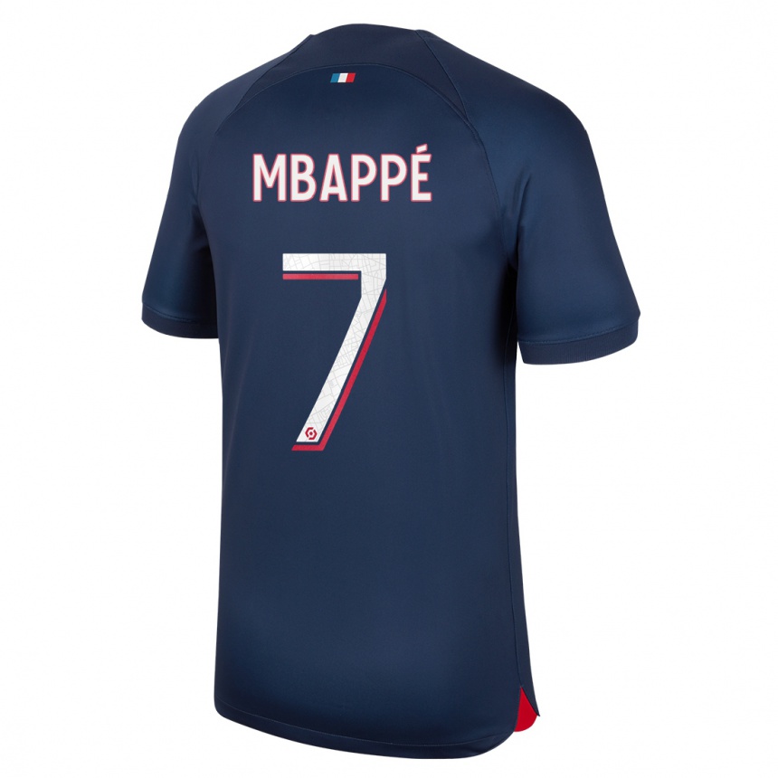 Kids  Kylian Mbappe #7 Blue Red Home Jersey 2023/24 T-Shirt