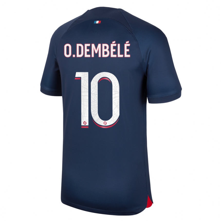 Kids  Ousmane Dembele #10 Blue Red Home Jersey 2023/24 T-Shirt