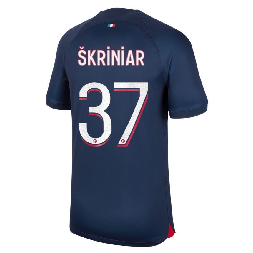 Kids  Milan Skriniar #37 Blue Red Home Jersey 2023/24 T-Shirt