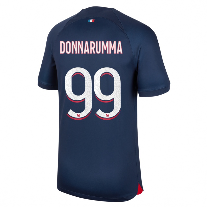 Kids  Gianluigi Donnarumma #99 Blue Red Home Jersey 2023/24 T-Shirt