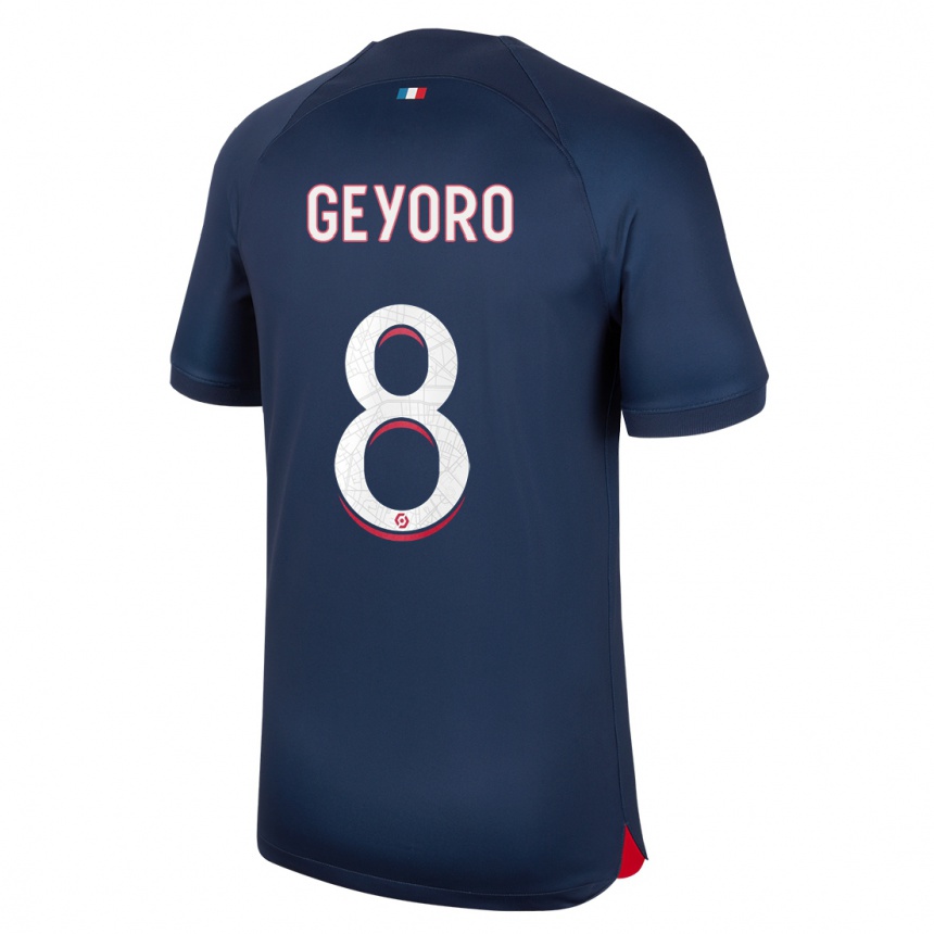 Kids  Grace Geyoro #8 Blue Red Home Jersey 2023/24 T-Shirt