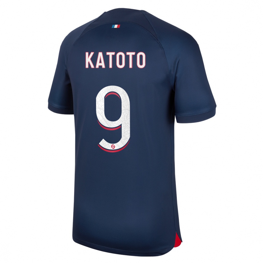 Kids  Marie-Antoinette Katoto #9 Blue Red Home Jersey 2023/24 T-Shirt