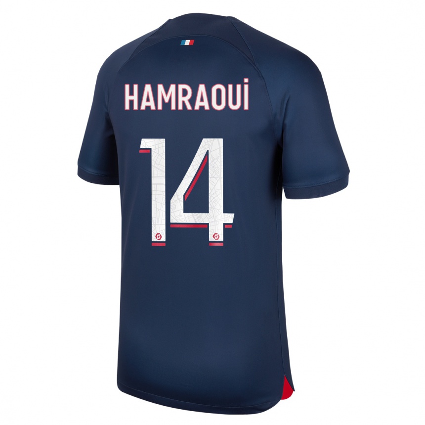 Kids  Kheira Hamraoui #14 Blue Red Home Jersey 2023/24 T-Shirt