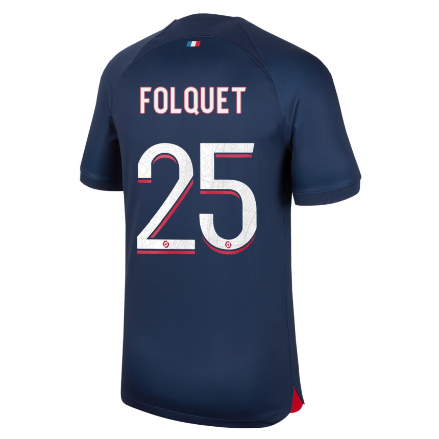 Kids  Magnaba Folquet #25 Blue Red Home Jersey 2023/24 T-Shirt