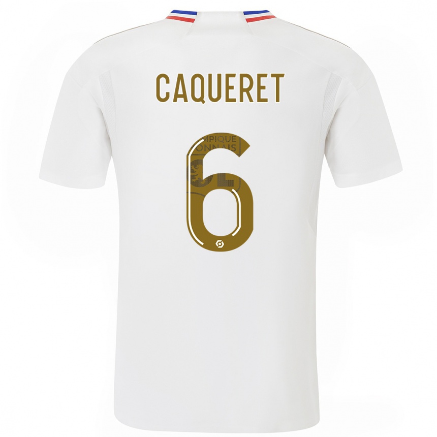 Kids  Maxence Caqueret #6 White Home Jersey 2023/24 T-Shirt