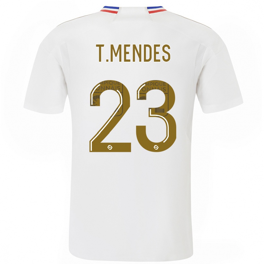 Kids  Thiago Mendes #23 White Home Jersey 2023/24 T-Shirt