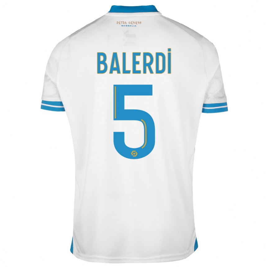 Kids  Leonardo Balerdi #5 White Home Jersey 2023/24 T-Shirt