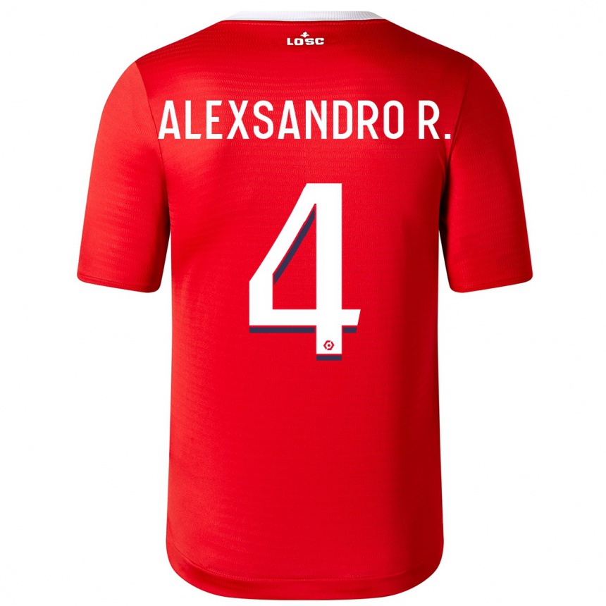 Kids Football Alexsandro #4 Red Home Jersey 2023/24 T-Shirt