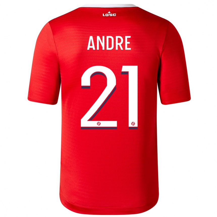 Kids Football Benjamin André #21 Red Home Jersey 2023/24 T-Shirt