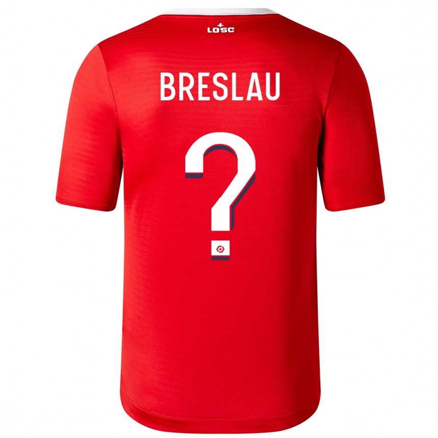 Kids Football Jessy Breslau #0 Red Home Jersey 2023/24 T-Shirt