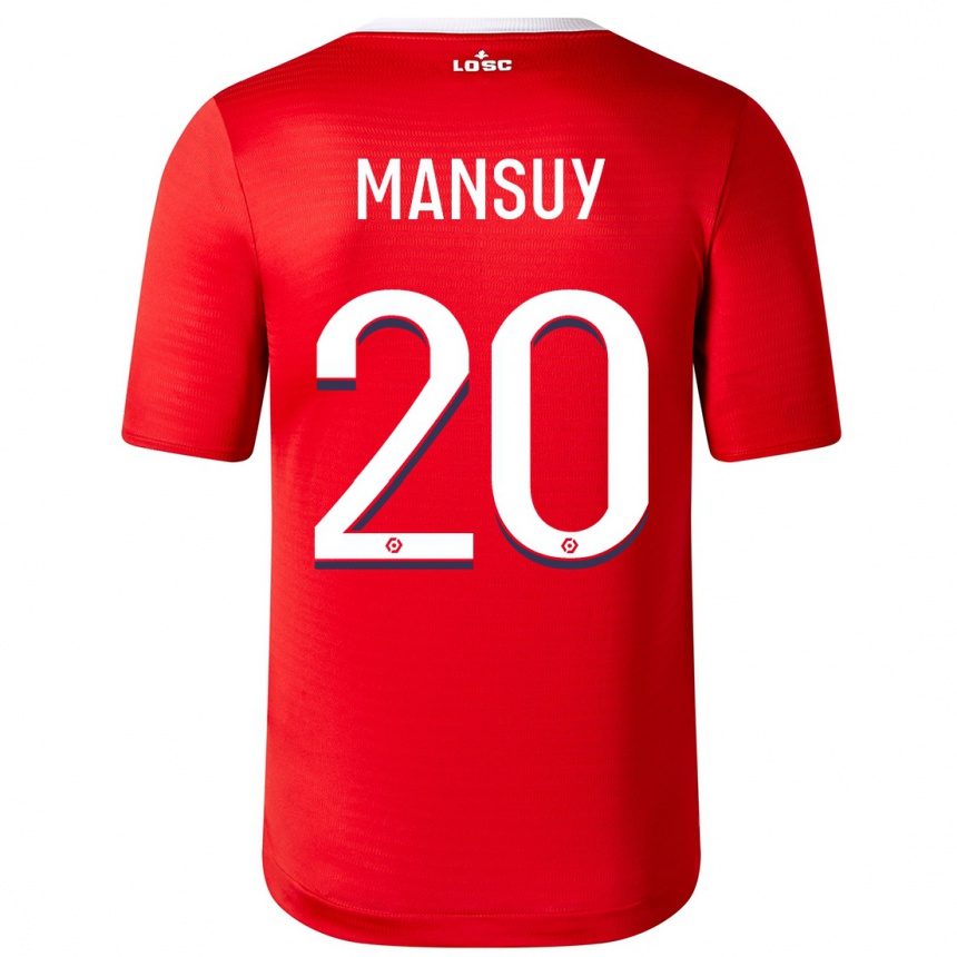 Kids Football Heloise Mansuy #20 Red Home Jersey 2023/24 T-Shirt