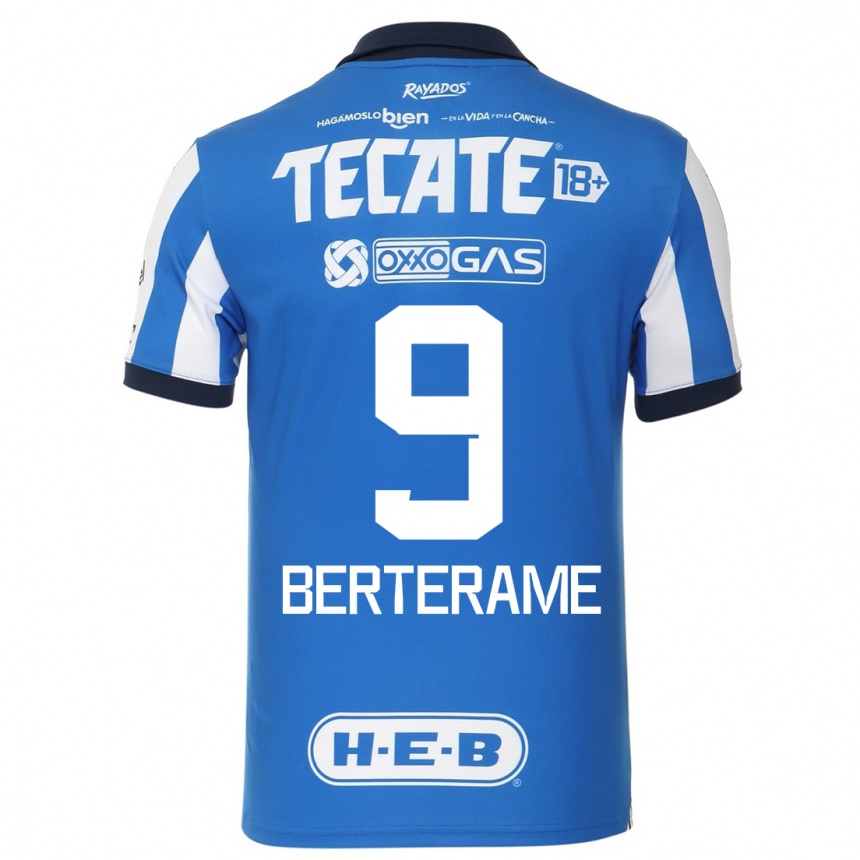 Kids Football Germán Berterame #9 Blue White Home Jersey 2023/24 T-Shirt