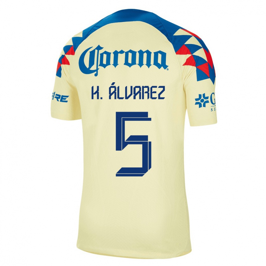Kids Football Kevin Álvarez #5 Yellow Home Jersey 2023/24 T-Shirt
