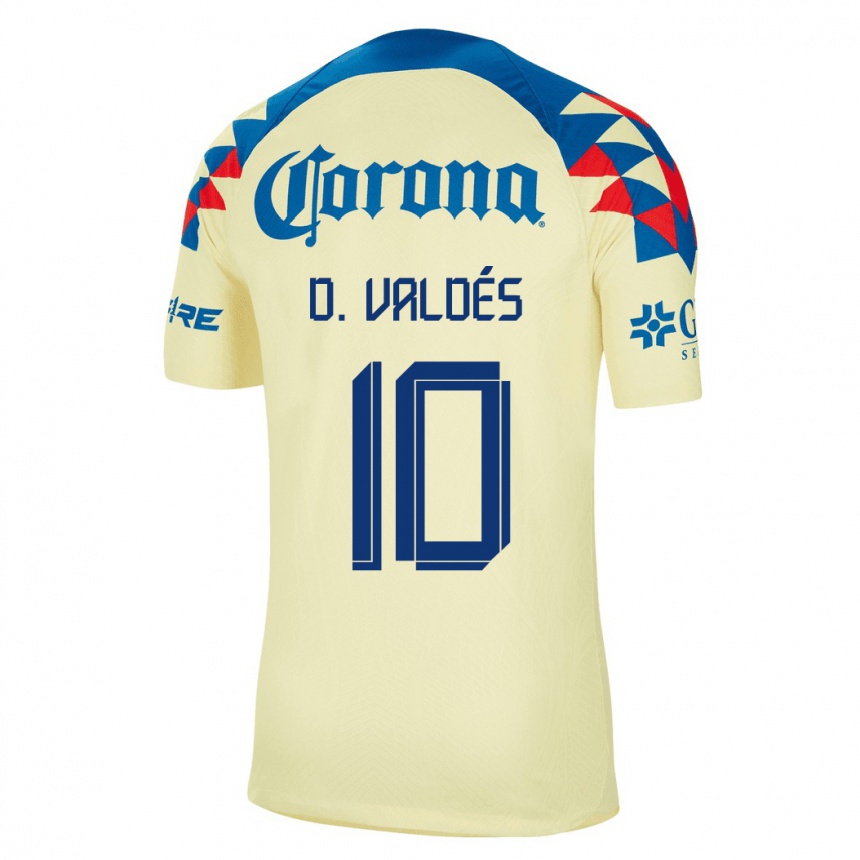 Kids Football Diego Valdés #10 Yellow Home Jersey 2023/24 T-Shirt