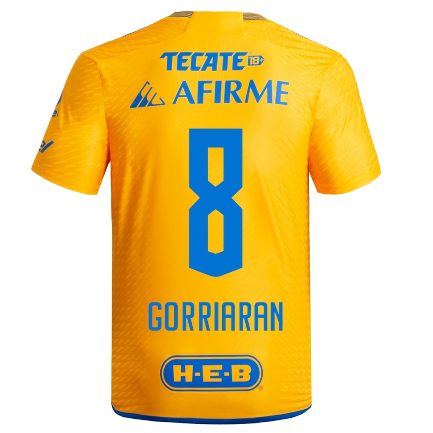 Kids Football Fernando Gorriarán #8 Yellow Home Jersey 2023/24 T-Shirt