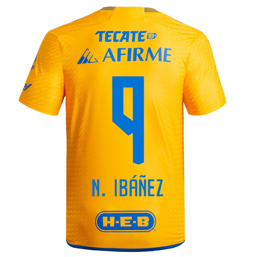 Kids Football Nicolás Ibáñez #9 Yellow Home Jersey 2023/24 T-Shirt