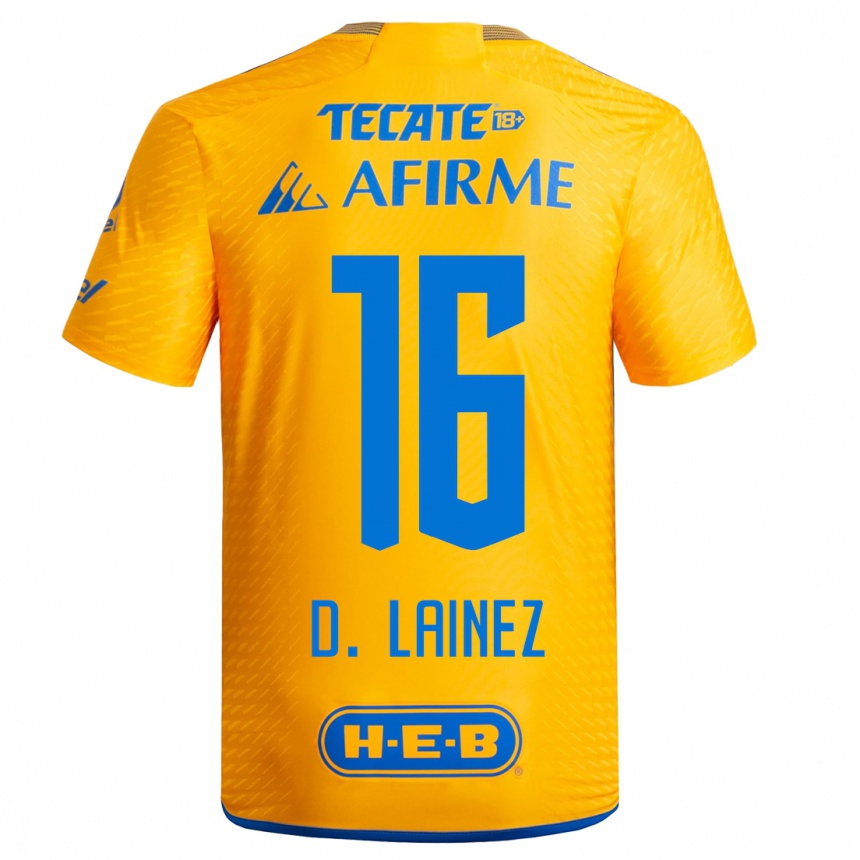 Kids Football Diego Lainez #16 Yellow Home Jersey 2023/24 T-Shirt