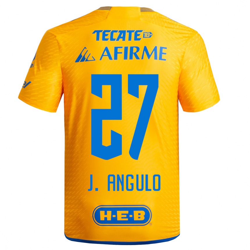 Kids Football Jesús Angulo #27 Yellow Home Jersey 2023/24 T-Shirt