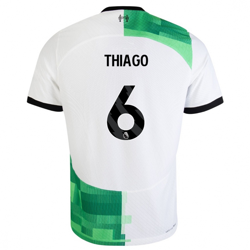 Kids  Thiago #6 White Green Away Jersey 2023/24 T-Shirt